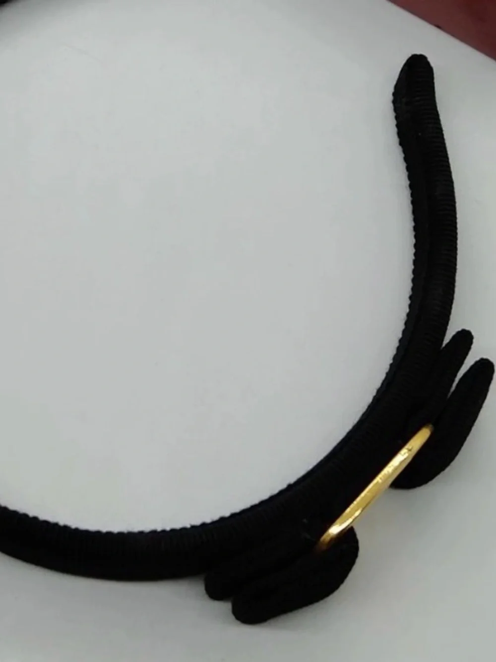 Salvatore Ferragamo Black Headband with Gold Hardware